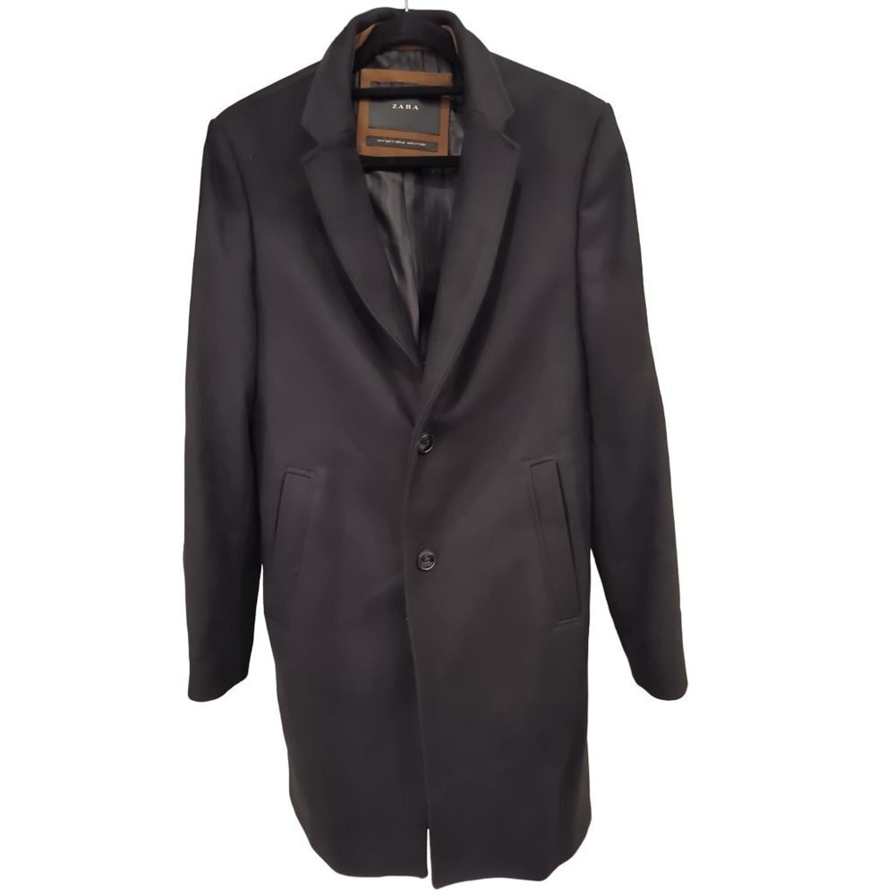 ZARA CROSSOVER‎ WOOL BLEND COAT Fully Lined Men's Size Medium EUC